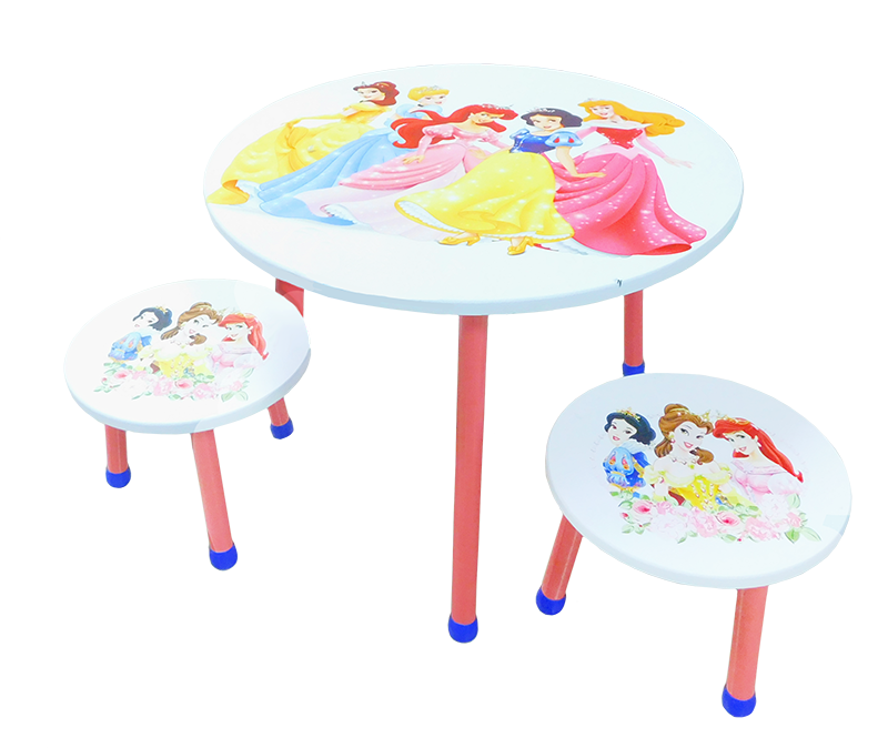 Set de mesa redonda con dos sillas infantil (princesa) - O3N1189